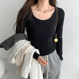 And Slim In Early Autumn, Small Gray T-Shirt Women's New Gentle Underwear Long-Sleeved