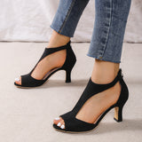 Zingj Fashion Rear Zipper Bag With Fish Mouth Shoes Women's Summer Large Size Side Empty Thin Heel Roman Sandals- Outfit