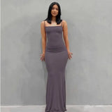 Sleeveless Bodycon Long Skims Dress Women Off The Shoulder Sexy Slim Backless Maxi Dresses Summer Vestidos Mujer