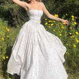 Zingj Women's Wear 2024 Summer New Pure Desire Wind Sexy Waist Condole Belt Broken Flowers Show Thin French First Love Dress