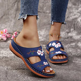 Summer New Women's Shoes Hollow Flowers Embroidered Sandals Slope And Large Size Women's