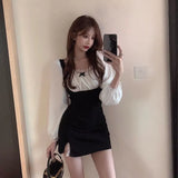 Slim Wrinkled Lace Maid DressOutfit