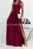 Zingj Wise Hot Style Summer Simple Sleeveless Off The Shoulder Slit Dress