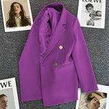 Zingj Purple Small Suit Jacket Female 2024 Spring And Autumn New Korean Version Web Celebrity Temperament Small Casual