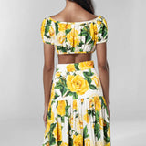 Summer New Women's Sexy Print Top Dress Half-Dress Fashion Set
