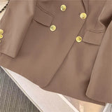 Zingj Suit Female 2024 Spring And Autumn New Khaki Loose Show Thin Suit Jacket Casual Wide-Leg Pants Two-Piece