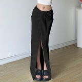 Zingj Design Feeling Pleated High Waist Irregular Skirt Female Simple And Versatile Open Split Wrapped Hip