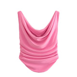 Summer Pleated Jacket Silk Satin Skirt