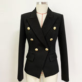 High-Grade Sharp Star Suit Jacket Female Metal Lion Head Buckle Double Buckle Small