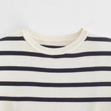 New Short Style Slim Short-Sleeved Striped Knitted Blouse In