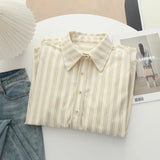 Care Fine Wicked Striped Collar Long-Sleeved Shirt Women's Autumn And Winter New Overlays Thick Shirt Coat