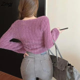 Women Clothing Slim Solid Sexy Long-sleeve Autumn All-match Fashion Knitted Casual Office Lady Female Daily