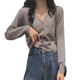 Women Newly Patchwork Cardigans 2023 Fashion Slim Ladies Knitted Sweater Long Sleeve Buttons
