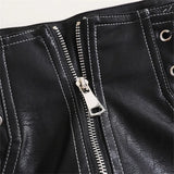 Women PU Shorts Tie High Waist Shorts Female Casual Black Shorts Ladies All Match Wide leg Shorts Short Pants