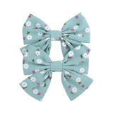 Lovely Baby Girls Print Flower Bohemian Style Bow BB Hair Clips Headwear Children Cute Cotton Hairpins Hair