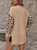 Spring And Autumn Leopard Prints Knitted Cardigan Women Fashion Lazy Loose Sweater