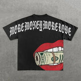 Street Skull Money Printing Oversized Pattern T-Shirt Gothic Cotton T-Shirt Y2k Blouse Short Sleeves For Harajuku