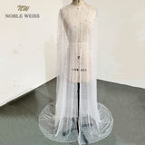 Pearls Long Wedding Wrap Tulle Party Shawl BOLERO Floor-Length Bridal Cape Elegant Wedding
