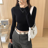 Round-Neck Short-Sleeved T-Shirt Women's Autumn New Style Spicy Girl Slim Stretch