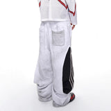Autumn And Winter Festival High Street Fashion Splicing Tight Low-Rise Straight Slack Trousers