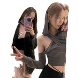 Zingj Summer Women's Solid Color Sexy Fashion Design Sense Slim Back Hooded Vest-Outfit