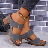 Dew A Word High-Heeling Slippers Women's New Coarse And Embossed Fashion Cool