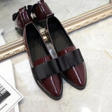 Korean Version Of The Bow Tip Casual Low Single Shoes Women's Flat Base Simple Socket Commuting Women's Leather
