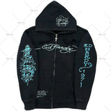 Zingj Popular Hip Hop Zipper Hoodies Men Y2K New Harajuku Vintage Sweatshirts Punk Rock Plus Size Loose Anime Hoodie Cardigan 211-1-Outfit