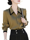 High-Level Temperament Olive Green Collar Long-Sleeved Set Of Sleeves Of The Dress Dress Women's Spring And