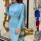 Model Autumn Fashion Temperament Waist-controlled Solid Color Long Sleeve
