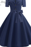 Women Summer Dress Elegant Retro Vintage 50s 60s Robe Rockabilly Swing Pinup Dresses Casual Red Party