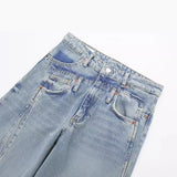 Spring Style Deconstructed Mid-Waist Fashion Wide-Leg Jeans