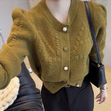 Zingj Fragrant Wind Soft Waxy Knit Cardigan Female Spring 2024 New Long Sleeves Popular This Year Beautiful Letter Sweater