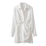 New Candy-Colored Silk Satin Long-Sleeved Dress In
