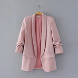 Spring Style Pleated Sleeve Sag Urban Leisure Candy Color Women's Suit