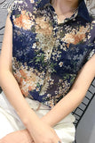 Blouse Sleeveless Shirts Women Vintage Floral Print Blouses Ladies Tops 2023 Blusas Mujer Casual Chiffon shirt
