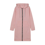 Casual Women Long Hoodies Sweatshirt Coat Zip Up Outerwears Hooded Jacket for Female Work Wear Plus Size S-5XL