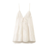 Spring Style Tiered Tie-Up Short Suspender Dress