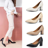 Single Shoes Women's Coarse Heel 202 Spring New Pointed Work Shoes Shallow One-Foot Pedal Korean Version Of High Heel