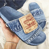Zingj Women Wear 2023 New Fashion Shoes In Summer Fashion Thick Soles Flip-Flops Muffin Denim Letters Cool