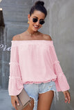 Off Shoulder Blouse Women Fashion Solid Color Long Sleeve Plus Size Casual Sexy Shirts Female Chiffon Tops And