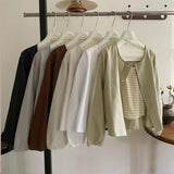 And Autumn Korean Version 2025 New Small Short-Sleeved Shirt Women With Literary And Artistic Round Collar