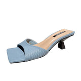 ZAR 2021 Summer New Yellow Fashion Square Toe High Heels Sexy Outer Wear Stiletto Muller Sandals And Slippers Women Luxury