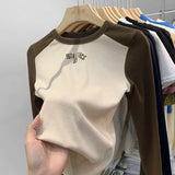 Shoulder T-Shirt Women's Autumn And Winter Long Sleeves 2023 Spring And Autumn New Color Slimming Bottomed Shirt With A Top