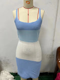 Zingj Summer New Sling Stripe Color Back Strap Knit Wool Dress Woman-Outfit