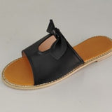 Large Summer Women's Flat-Bottomed Slippers Bow Decorated With Wide Strip Slippers Solid Flat