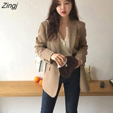 Women Hot Sale Solid Elegant Office Ladies Classic Womens Blazers Casual Long Single Breasted Korean Fashion