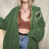 Y2K Print Green Women Hoodies Oversized 2022 Autumn Winter Zip Up Hoodie Vintage Casual Long Sleeve Hooded