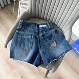 ERROR denim shorts women's high waist three button 2022 new summer high quality loose wide leg washed denim hot pants
