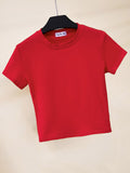 Crop Top T-Shirt Female Solid Cotton O-Neck Short Sleeve T-shirts for Women High Waist Slim Short Sport Femme